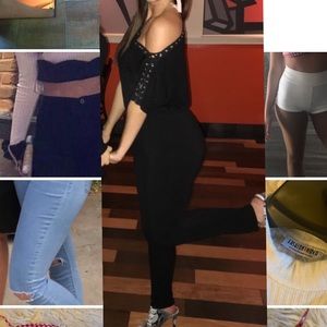 Fashion Nova Off-Shoulder jersey Jumpsuit in Black